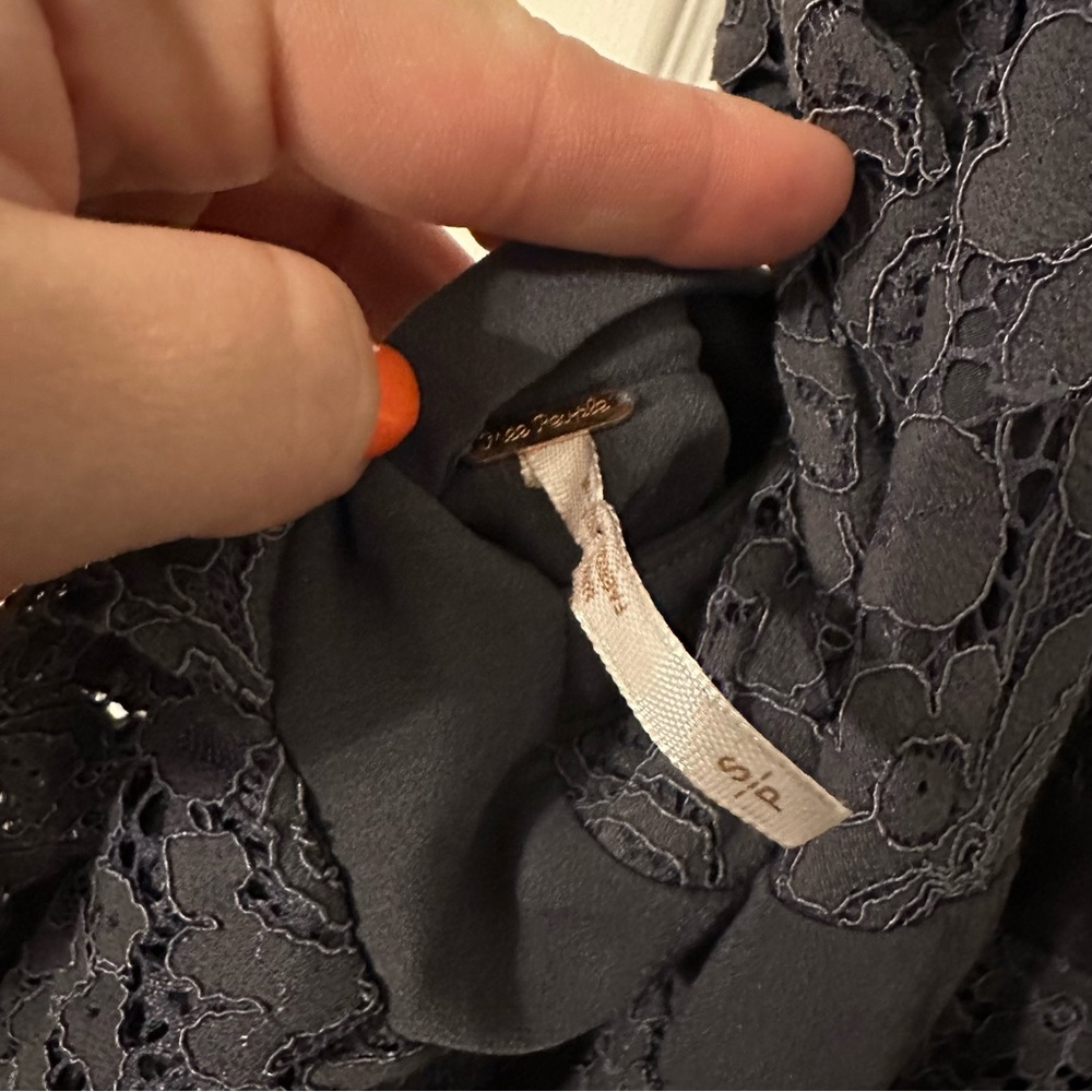 Free People Navy Lace Mini Dress - Picture 4 of 7